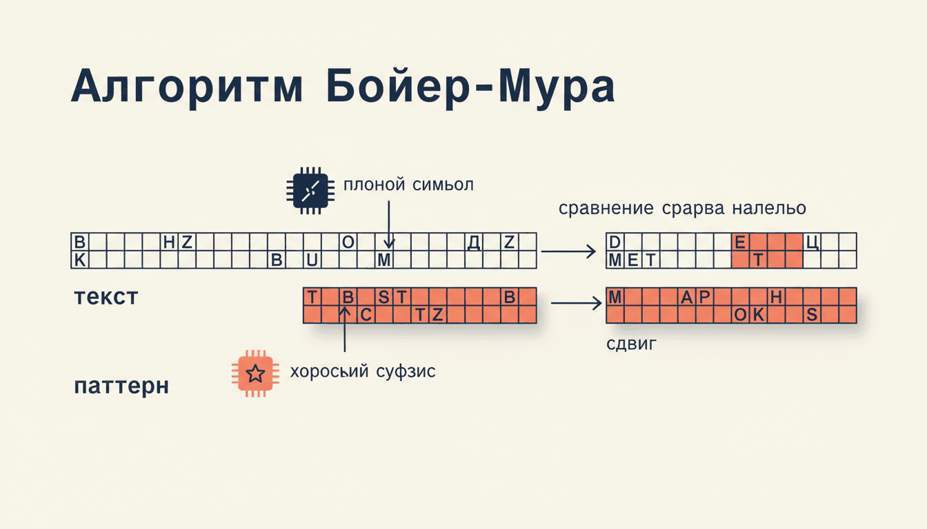 Алгоритм Бойера-Мура: почему он ищет подстроку так быстро