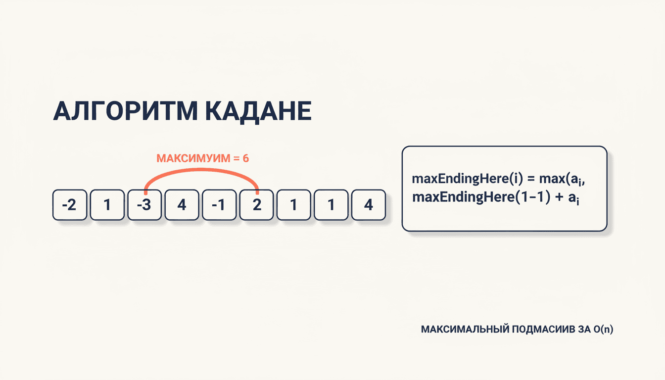 Алгоритм Кадане: максимальная сумма подмассива
