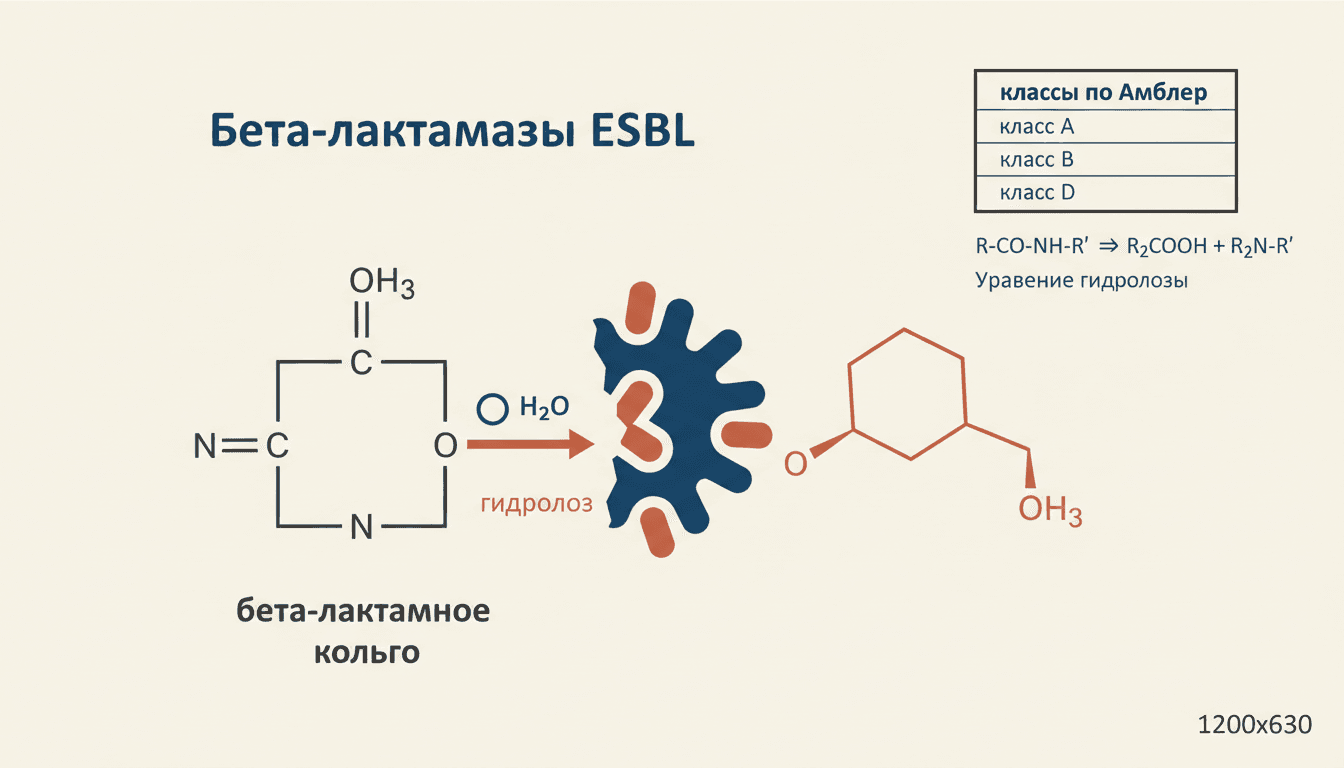 Бета-лактамазы ESBL: как фермент разрушает антибиотик