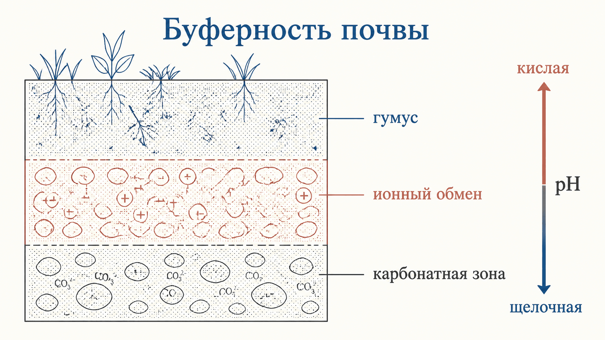 Буферность почвы: кислотно-основное равновесие