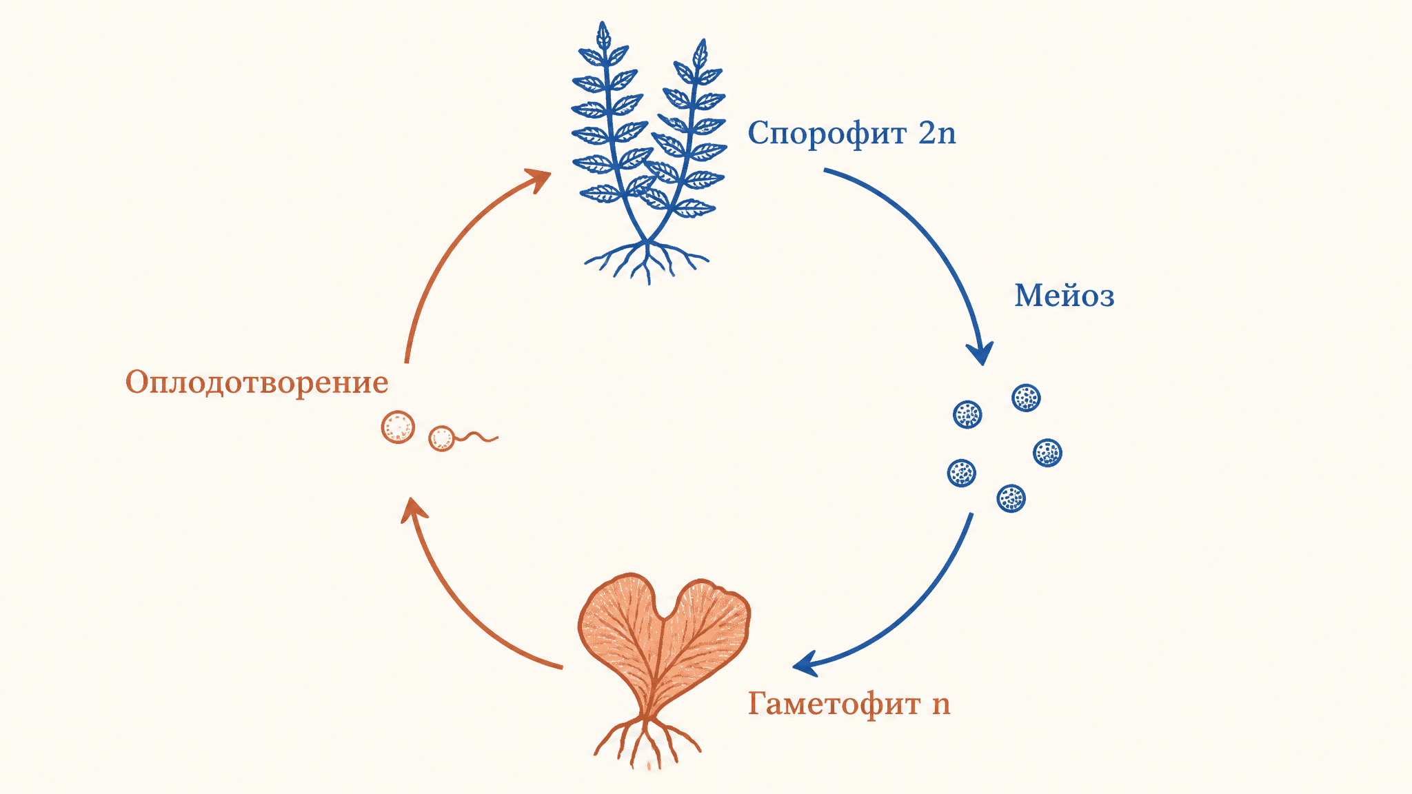 Чередование поколений: спорофит и гаметофит