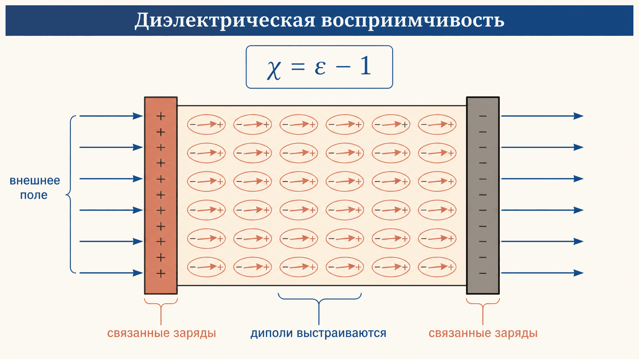 Диэлектрическая восприимчивость вещества: формула и смысл