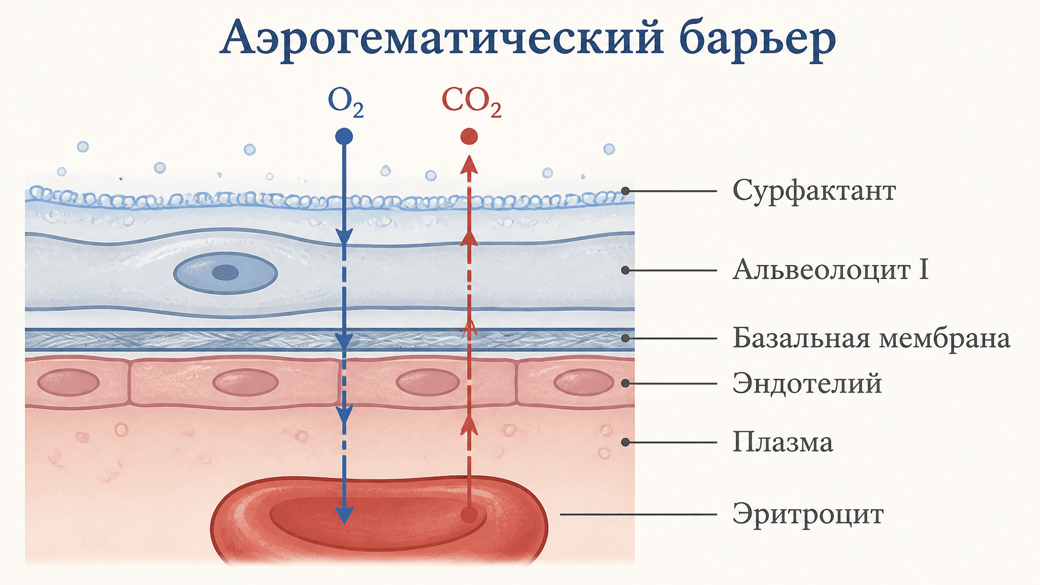 Аэрогематический барьер: строение и диффузия газов