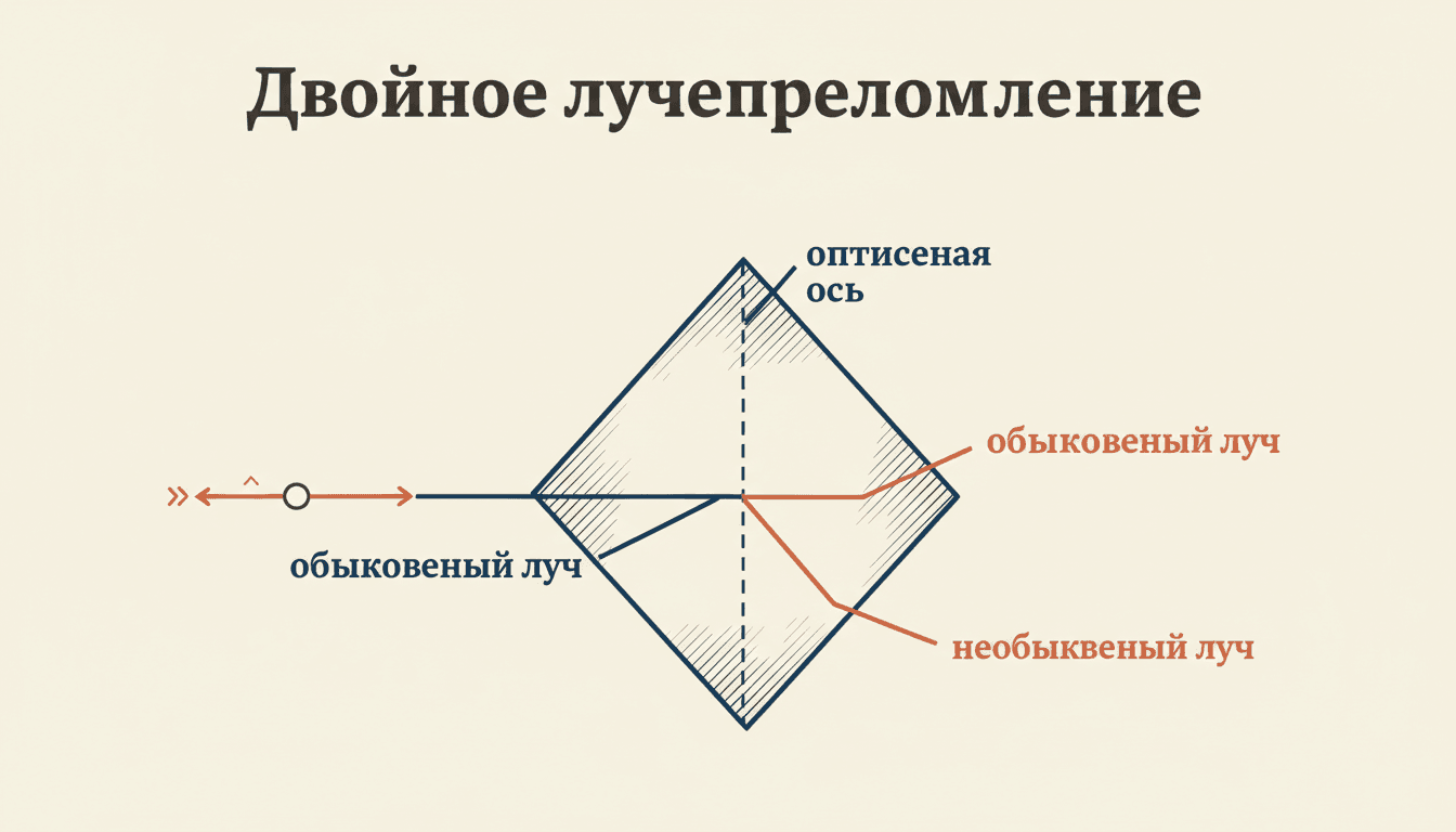 Двойное лучепреломление в кристалле: суть и расчёт