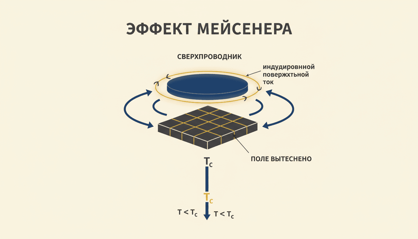 Эффект Мейснера: вытеснение магнитного поля сверхпроводником