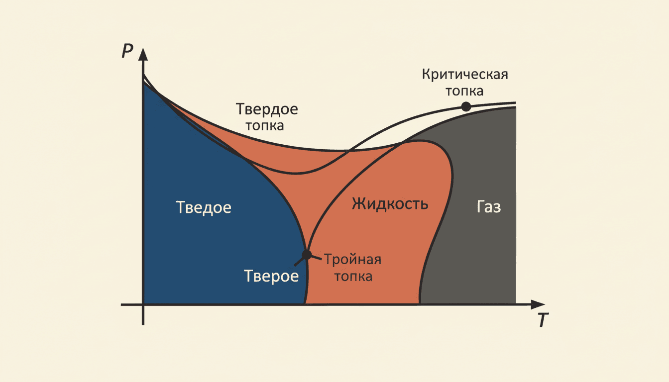 Фазовая диаграмма однокомпонентной системы: чтение PT