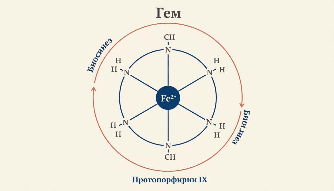 Гем, железо и протопорфирин IX: строение и биосинтез