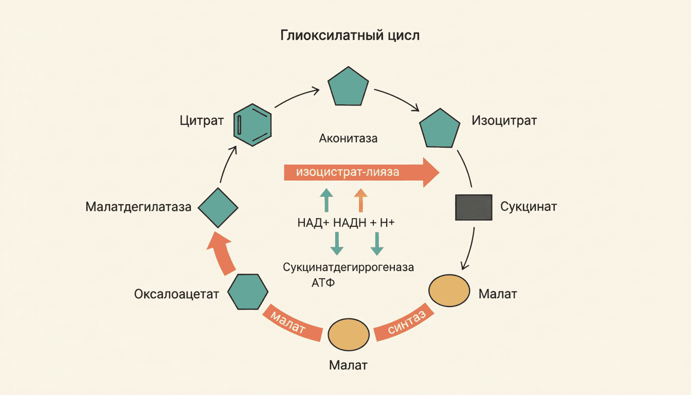 Глиоксилатный цикл: синтез сахаров из жиров