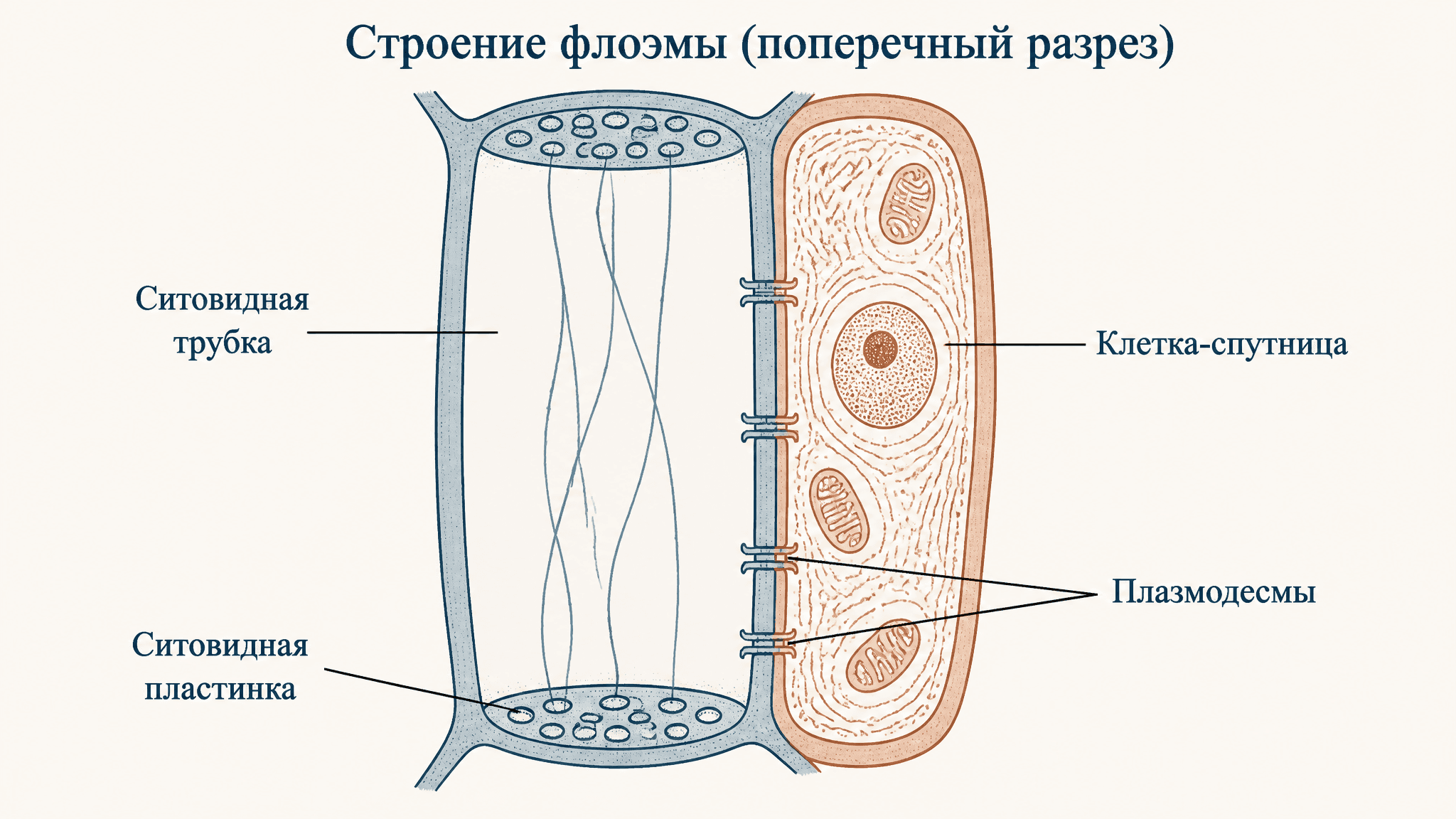 Клетки-спутницы ситовидных трубок флоэмы: функции