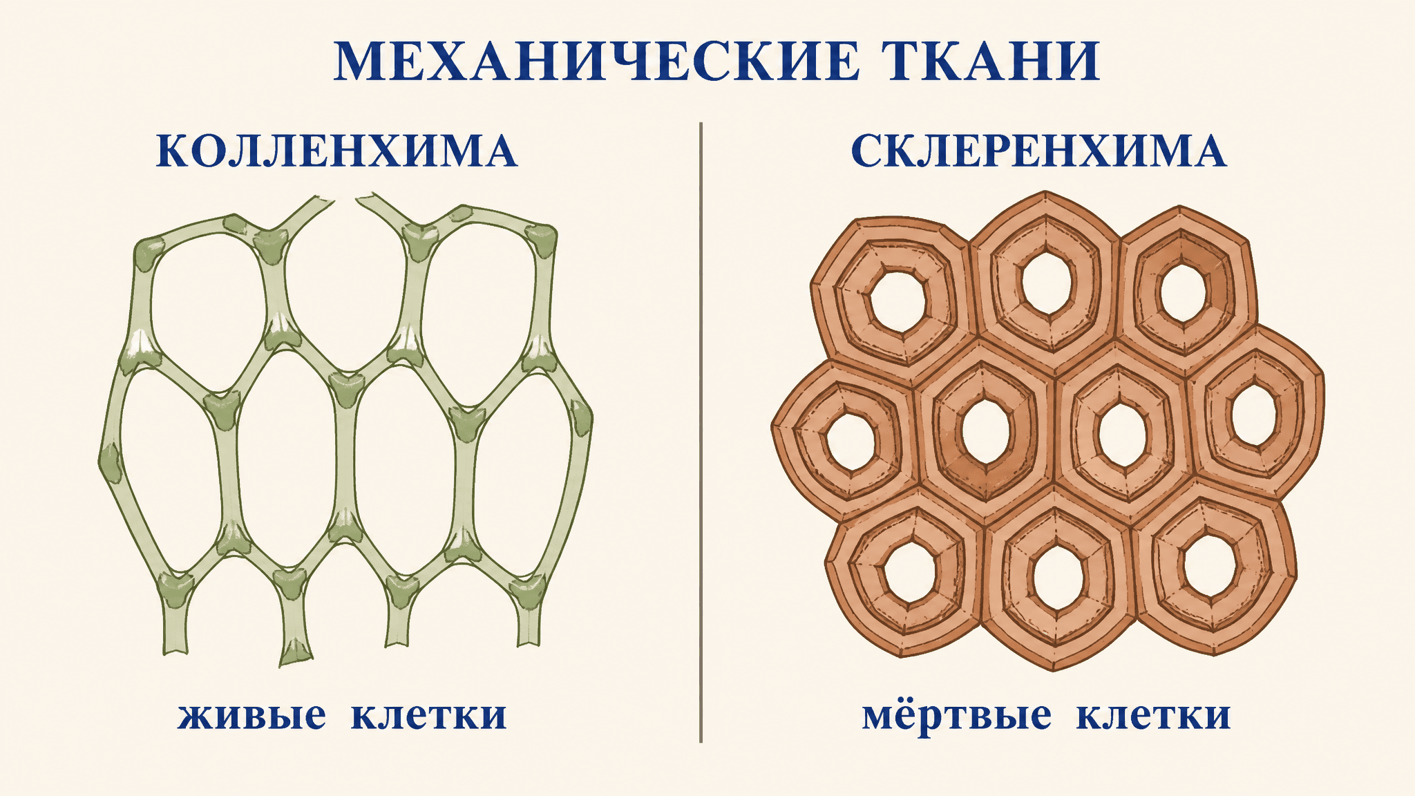 Колленхима и склеренхима: механические ткани растения