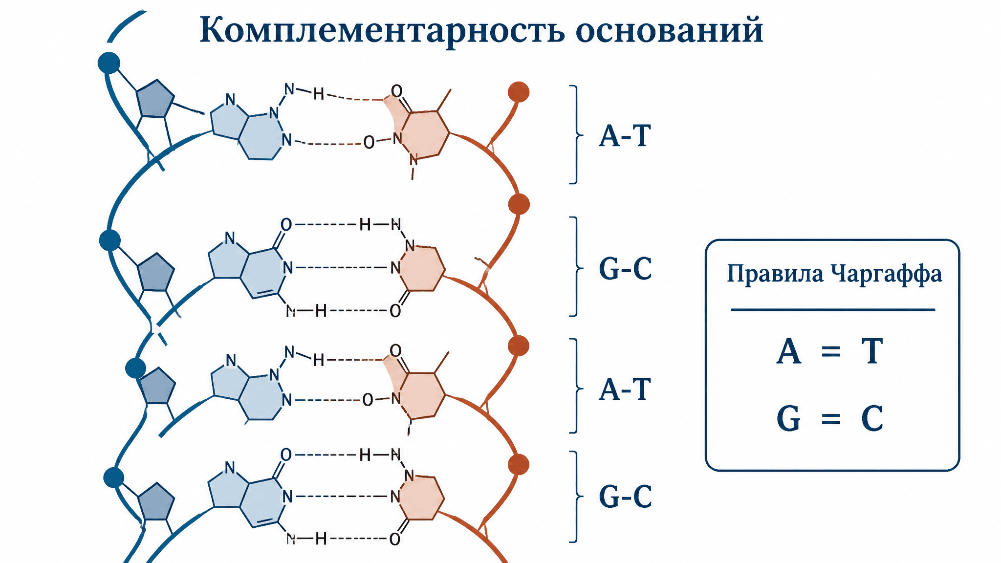 Комплементарность оснований: правила Чаргаффа