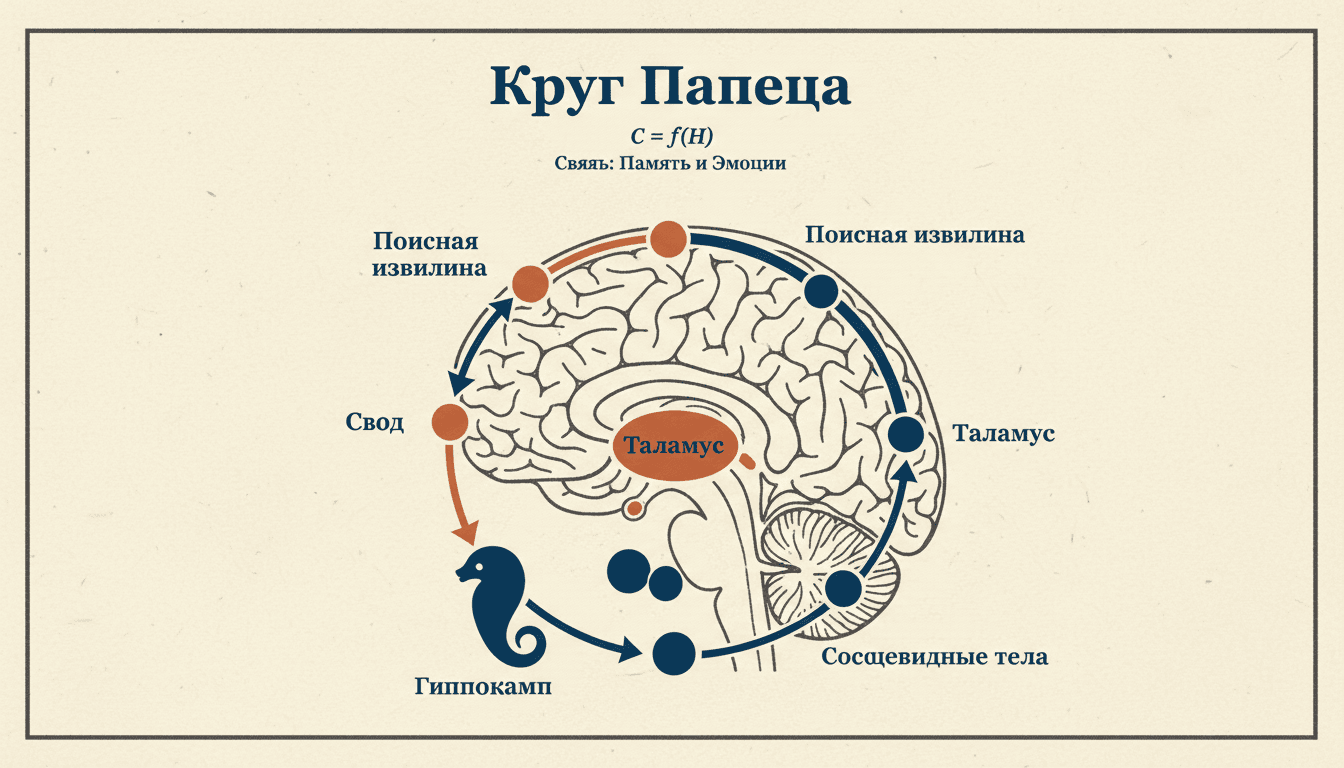Круг Папеца лимбической системы: схема и звенья