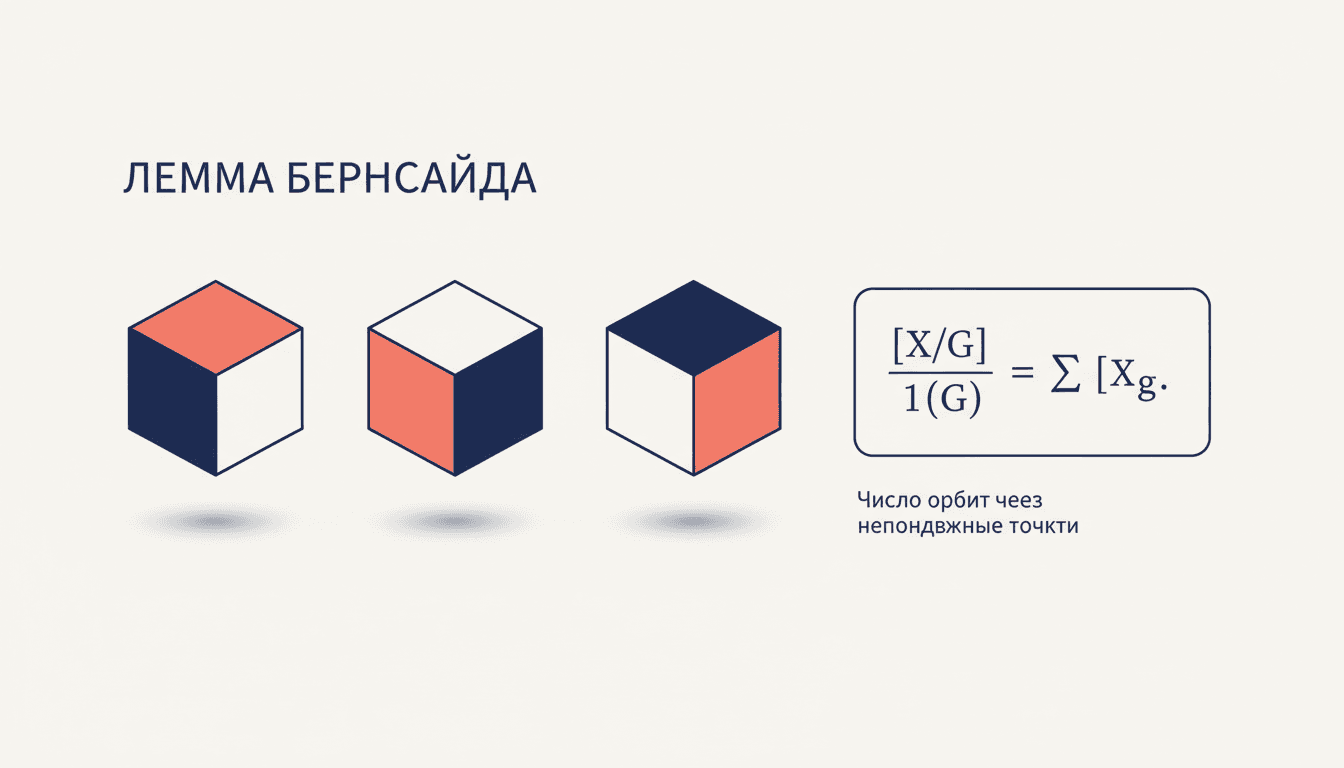 Лемма Бернсайда: число орбит через неподвижные точки