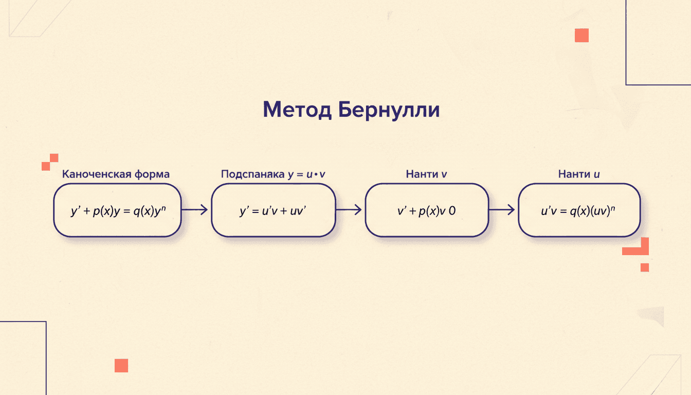 Линейное уравнение методом Бернулли: пошаговый разбор