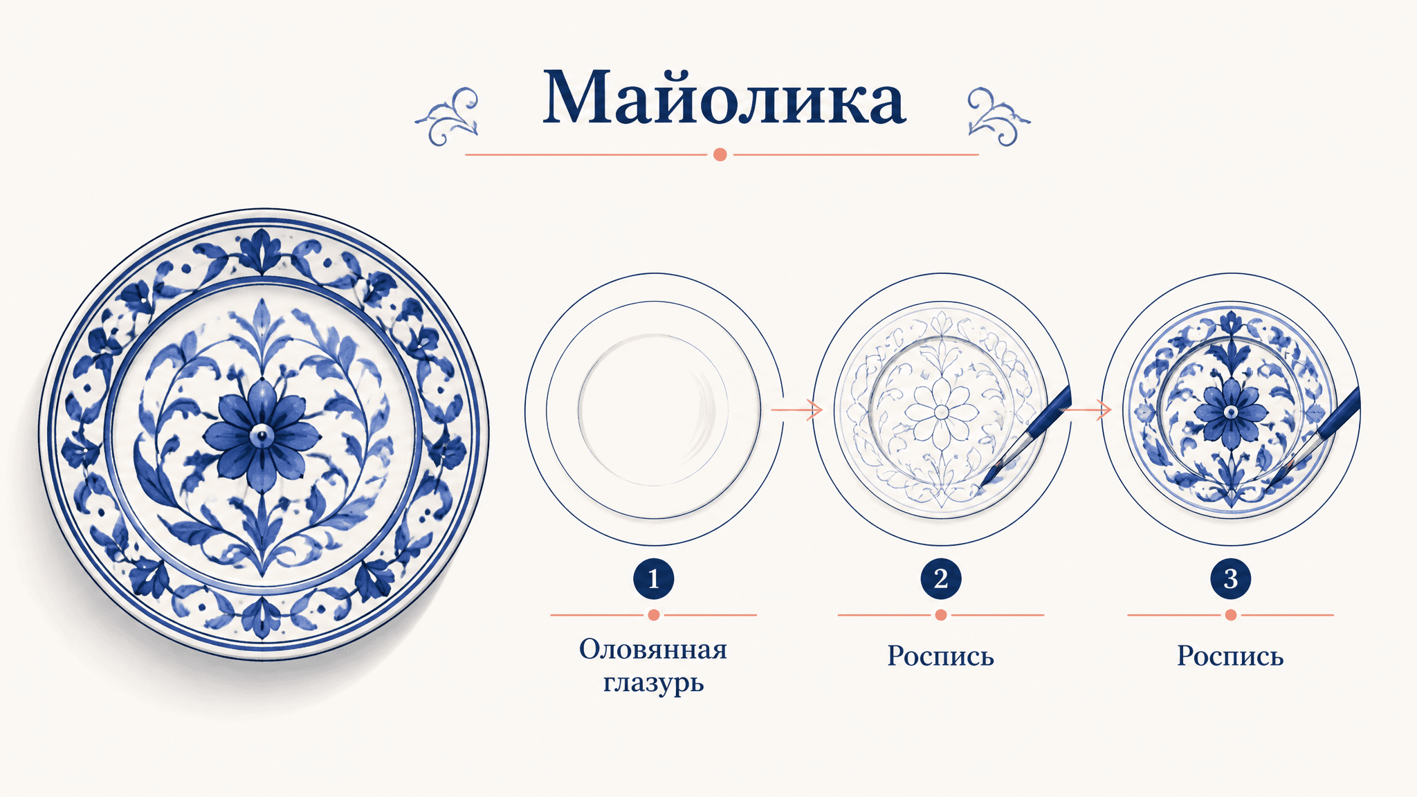 Майолика: техника росписи керамики глазурью