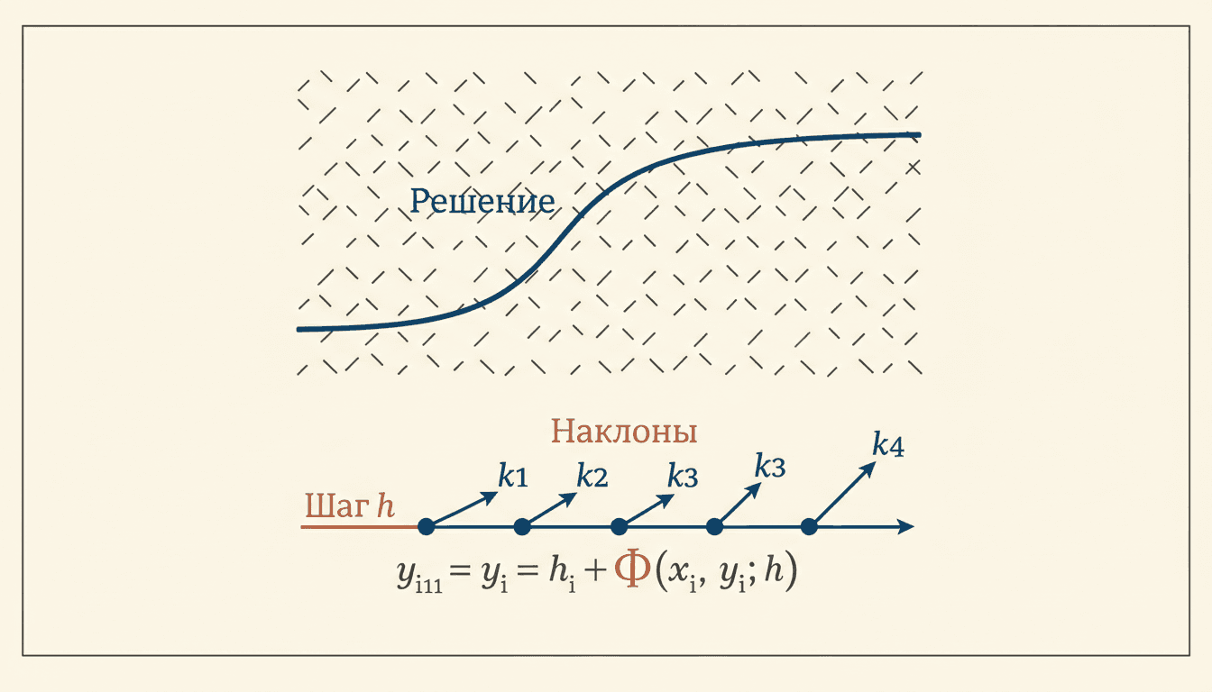 Метод Рунге-Кутты 4 порядка: численное решение ОДУ