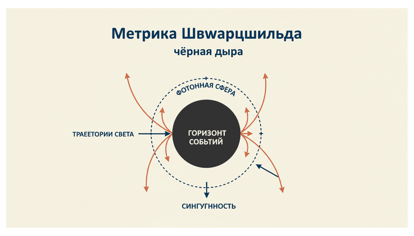 Метрика Шварцшильда чёрной дыры: разбор и формулы