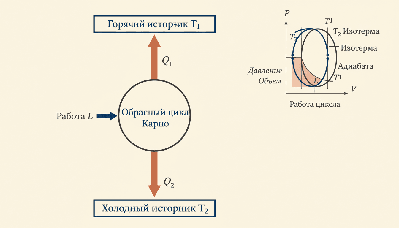 Обратный цикл Карно: холодильный коэффициент и его расчёт