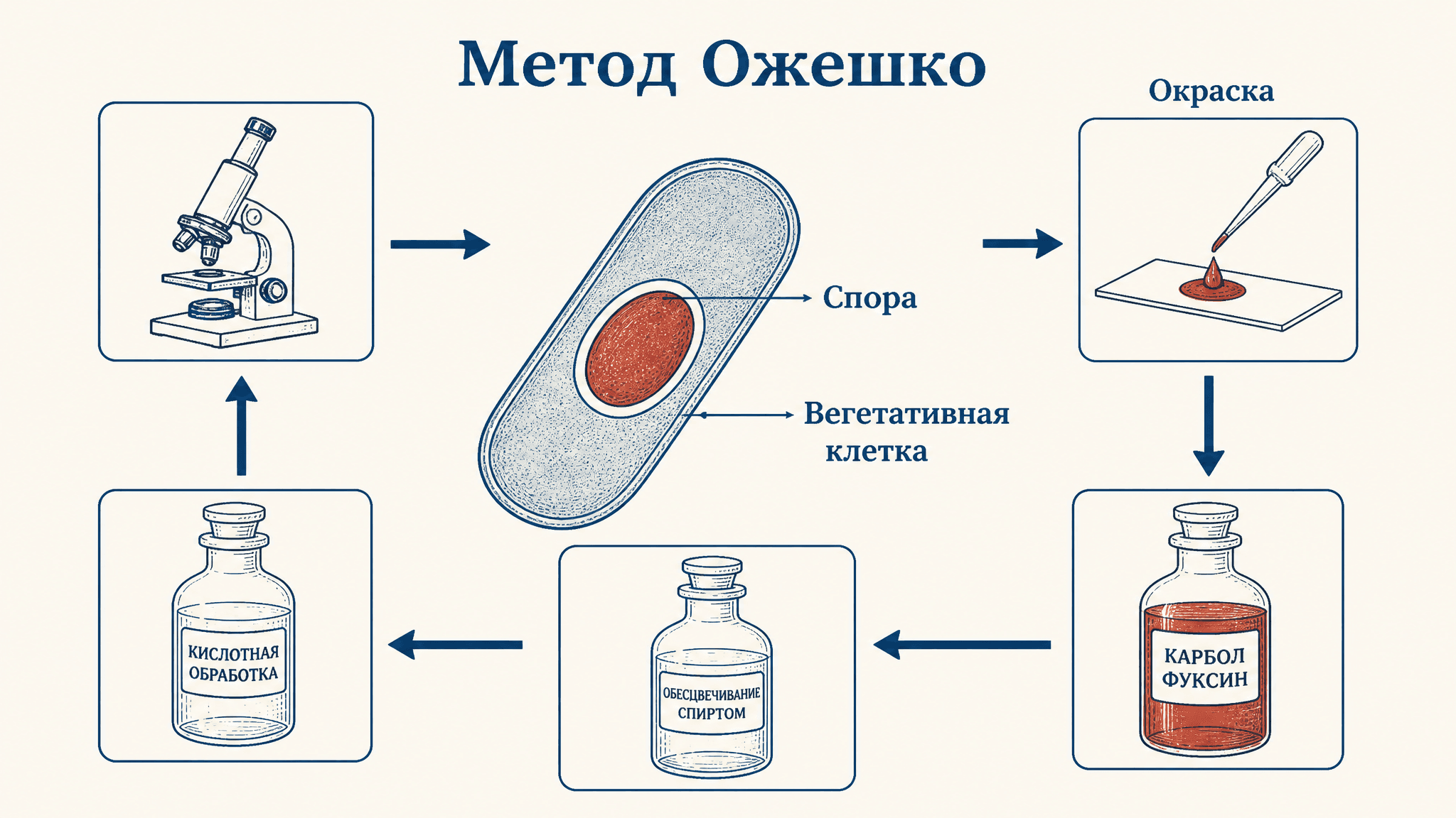 Окраска спор по Ожешко: метод выявления эндоспор