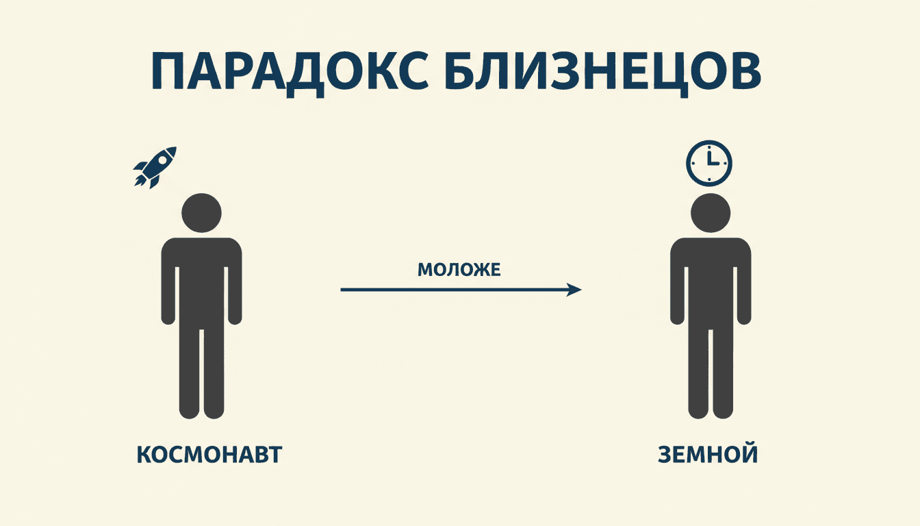 Парадокс близнецов СТО: разбор и расчёт