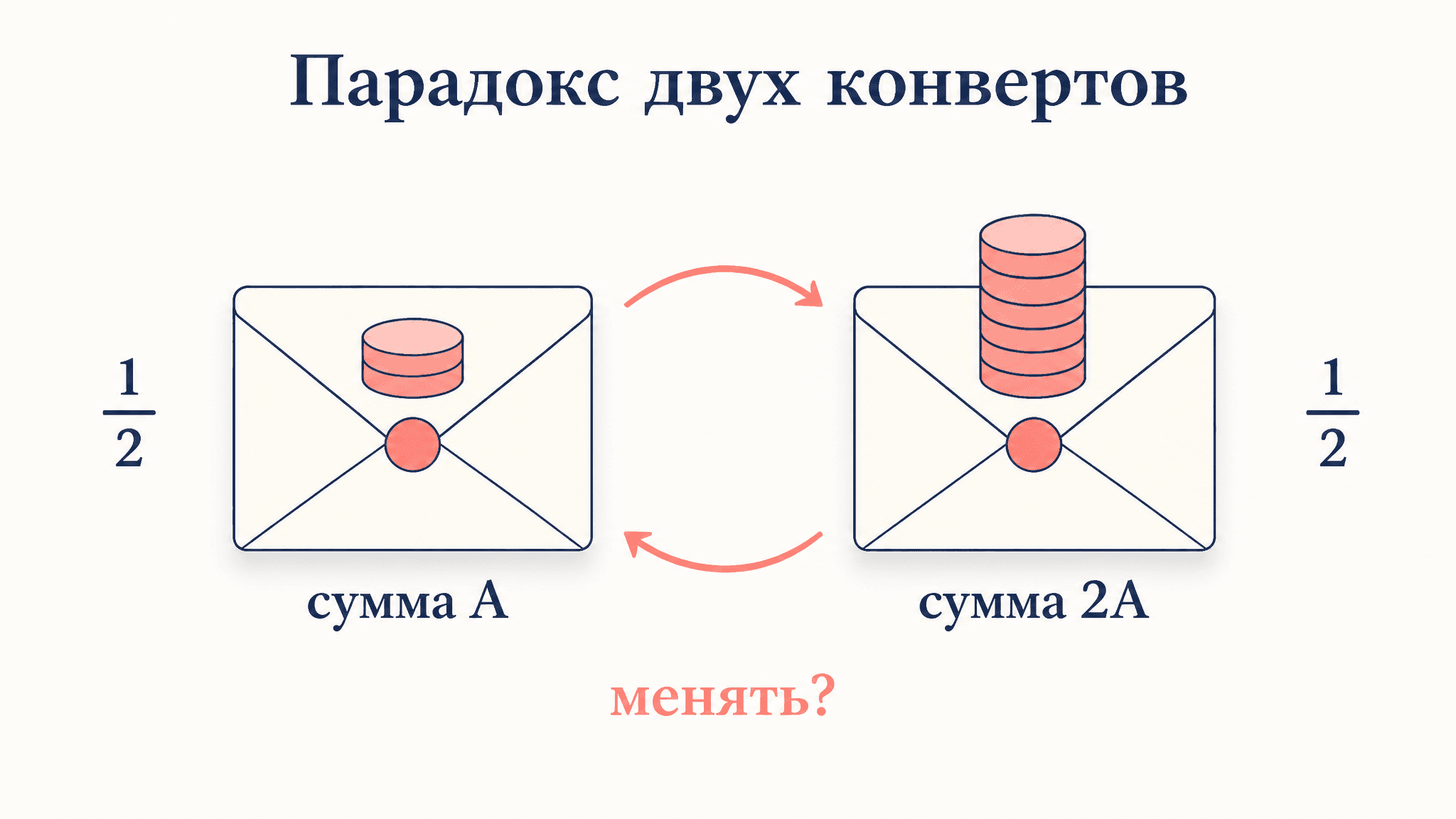 Парадокс двух конвертов: почему выгодно менять любой