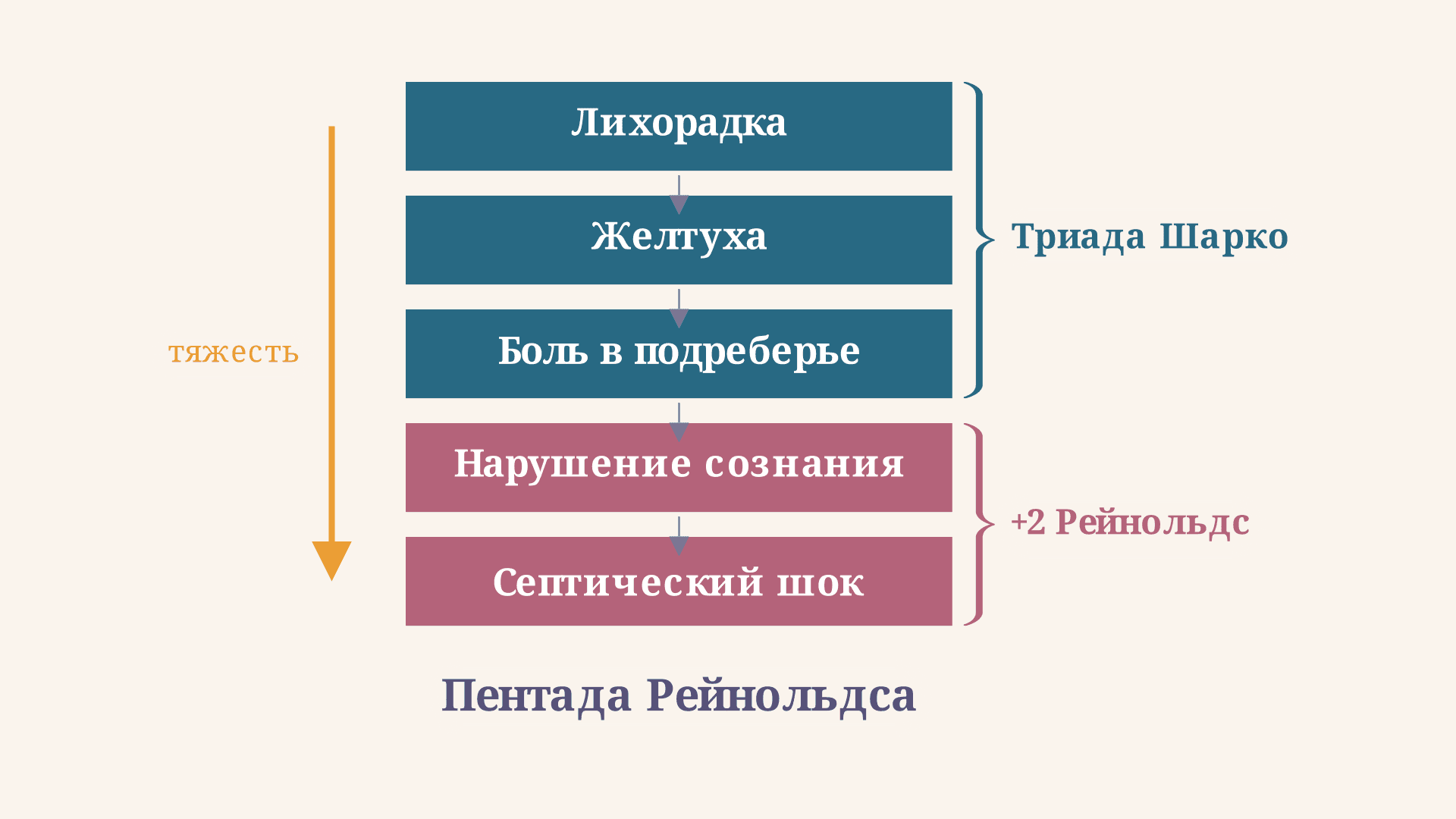 Пентада Рейнольдса: признаки и тактика при холангите