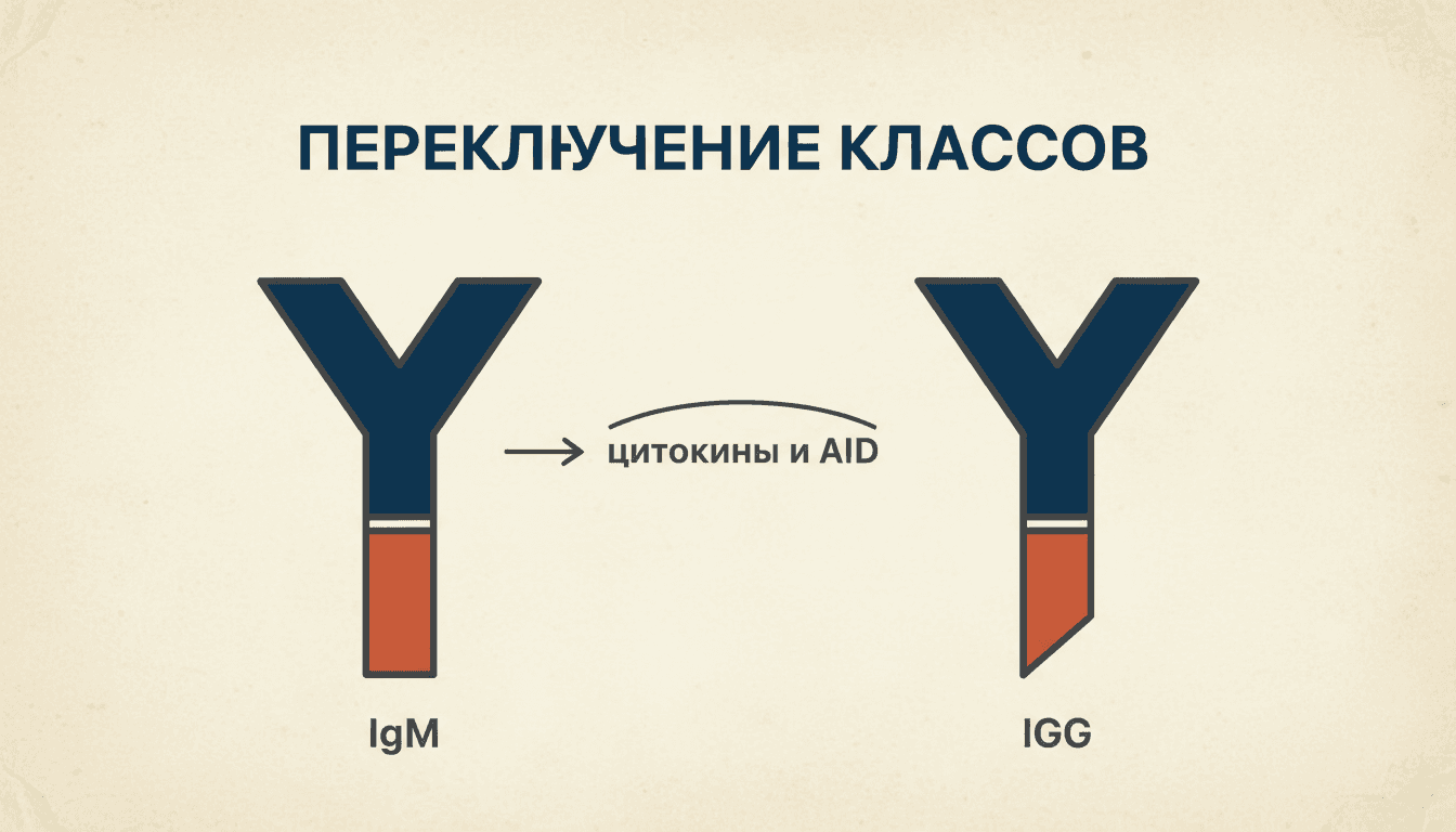 Переключение классов иммуноглобулинов: CSR, AID и цитокины