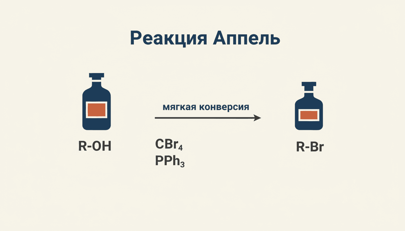 Реакция Аппеля: спирт в алкилгалогенид мягко и без минералки