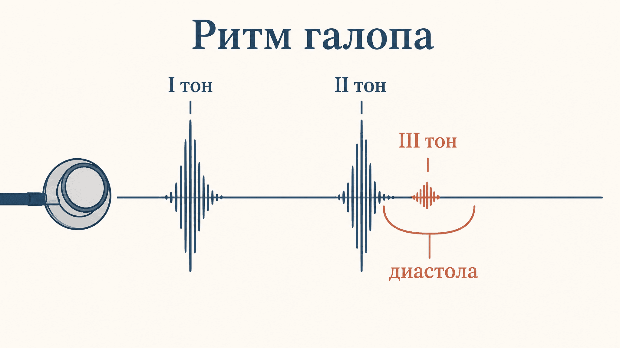 Ритм галопа протодиастолический: III тон сердца