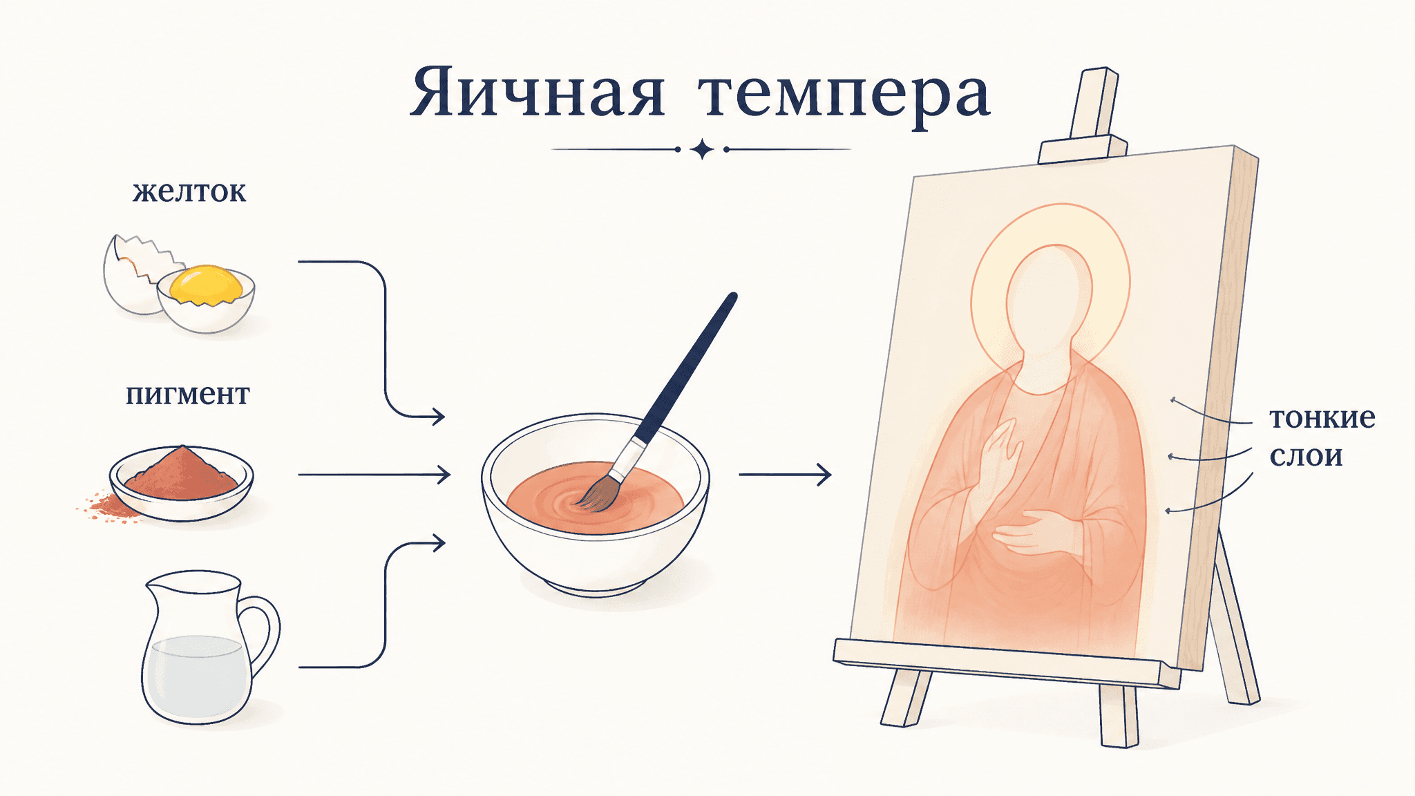 Яичная темпера: техника живописи от рецепта до приёмов