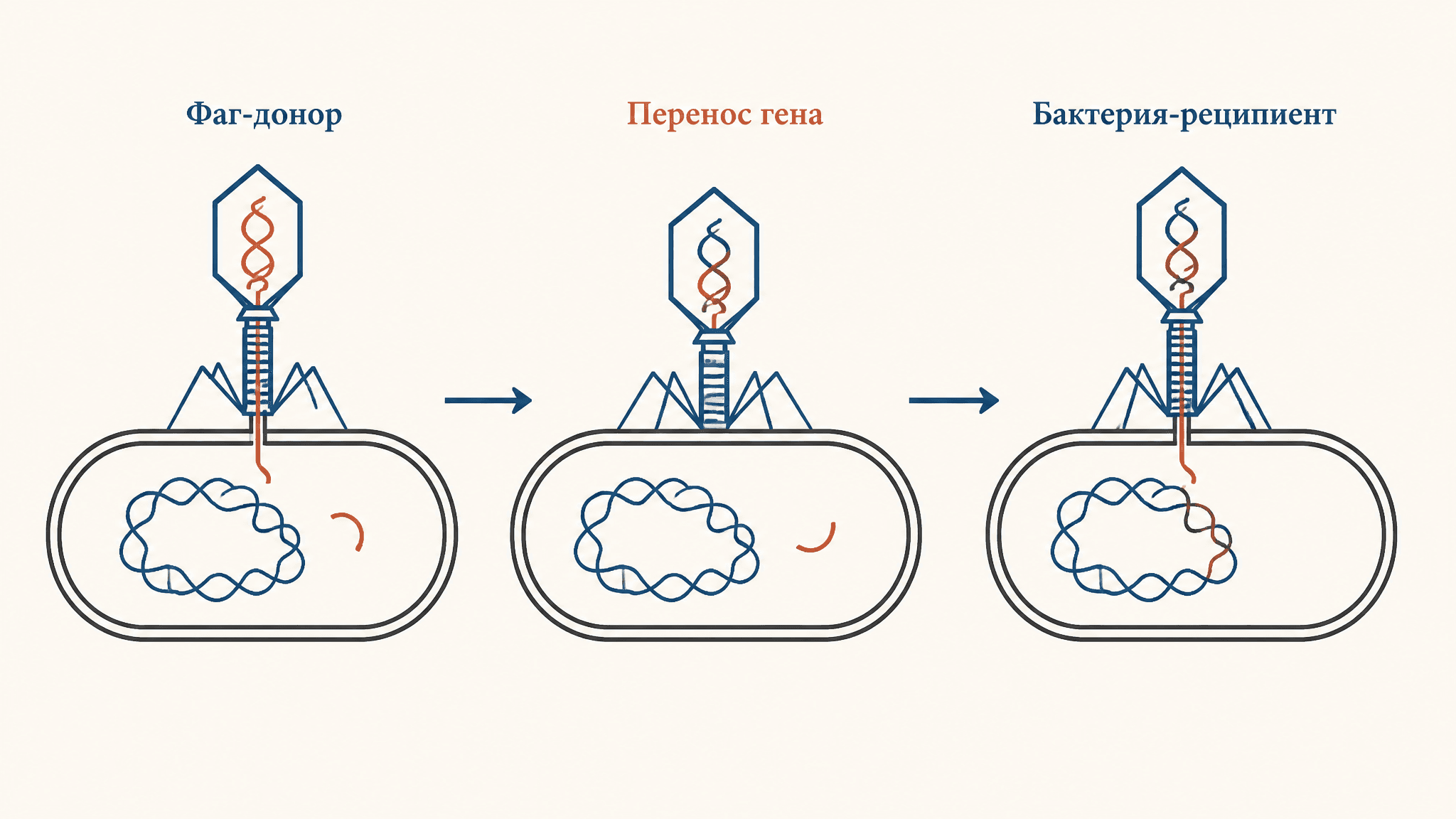 Трансдукция фагом: перенос генов между бактериями