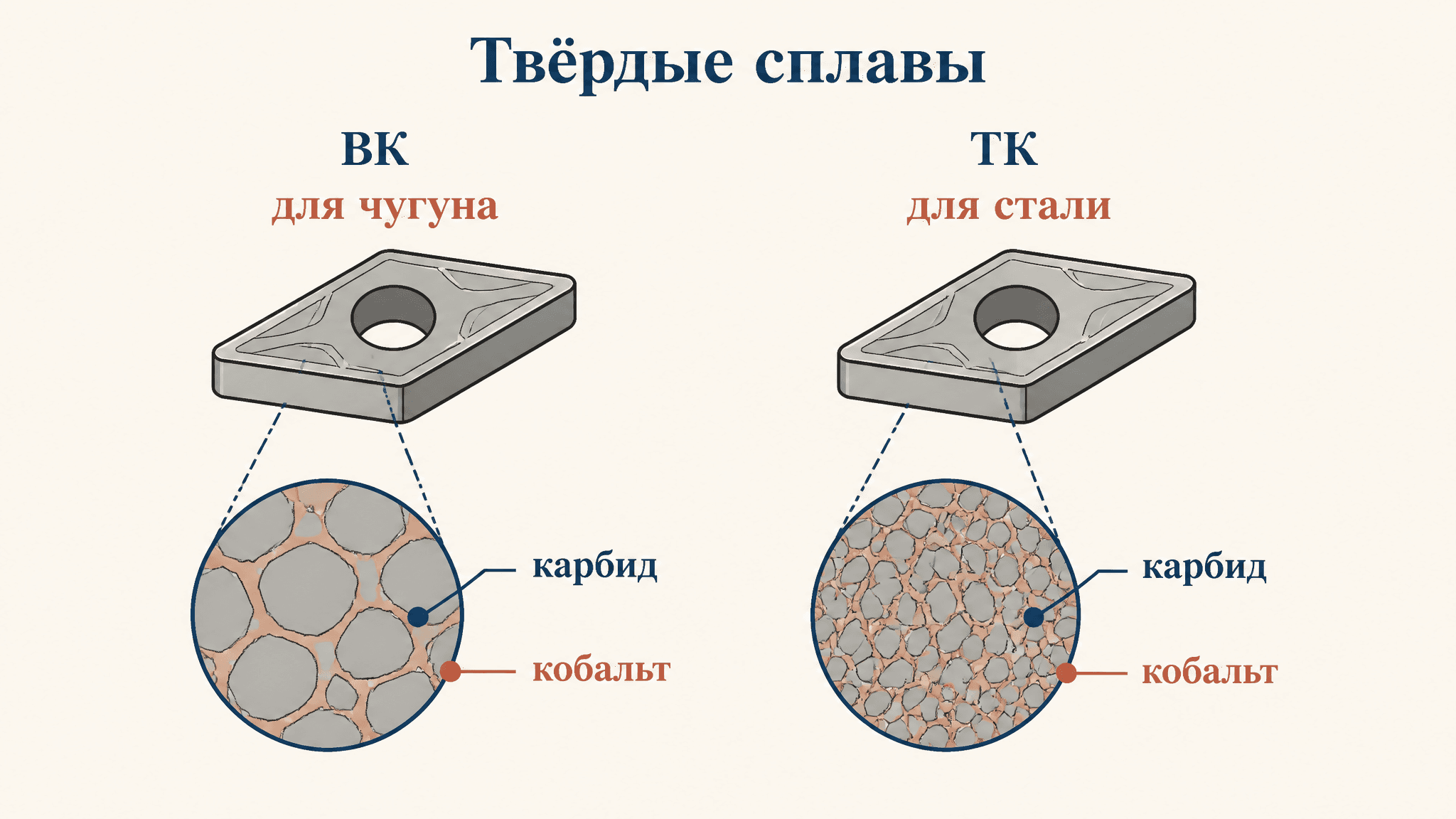 Твёрдые сплавы ВК и ТК: металлокерамика для резания