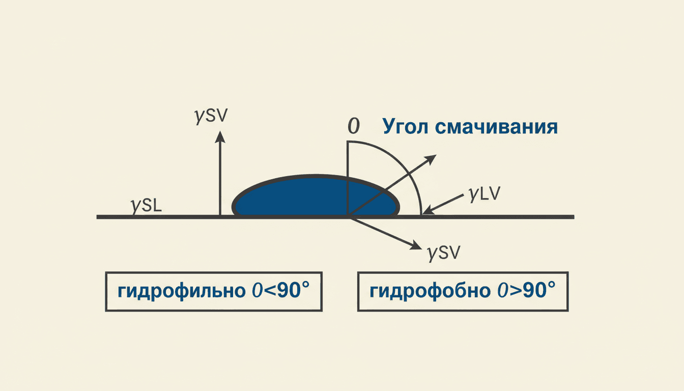 Угол смачивания и гидрофобность: как связаны
