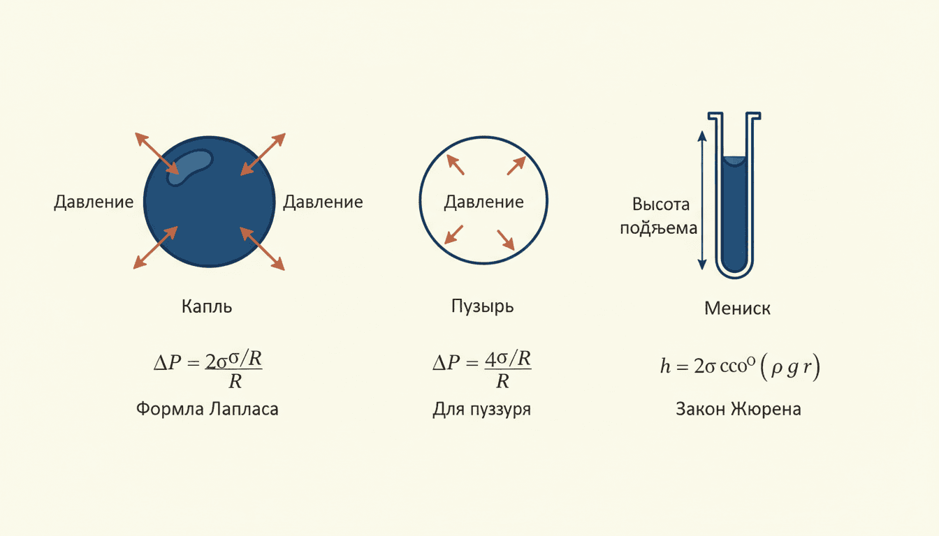 Уравнение Юнга-Лапласа: давление под поверхностью