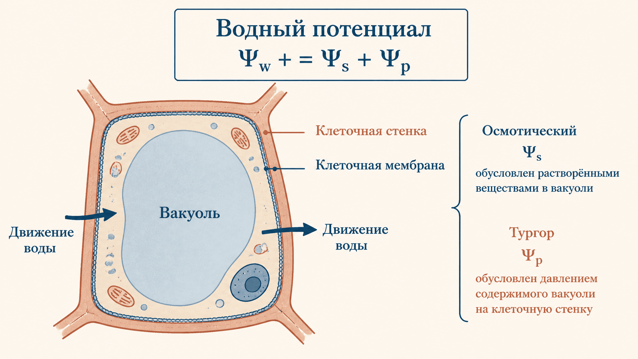 Водный потенциал растительной клетки: компоненты и расчёт