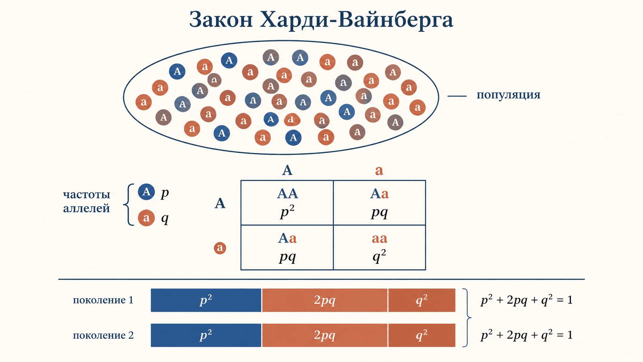 Закон Харди-Вайнберга: расчёт частот аллелей и генотипов