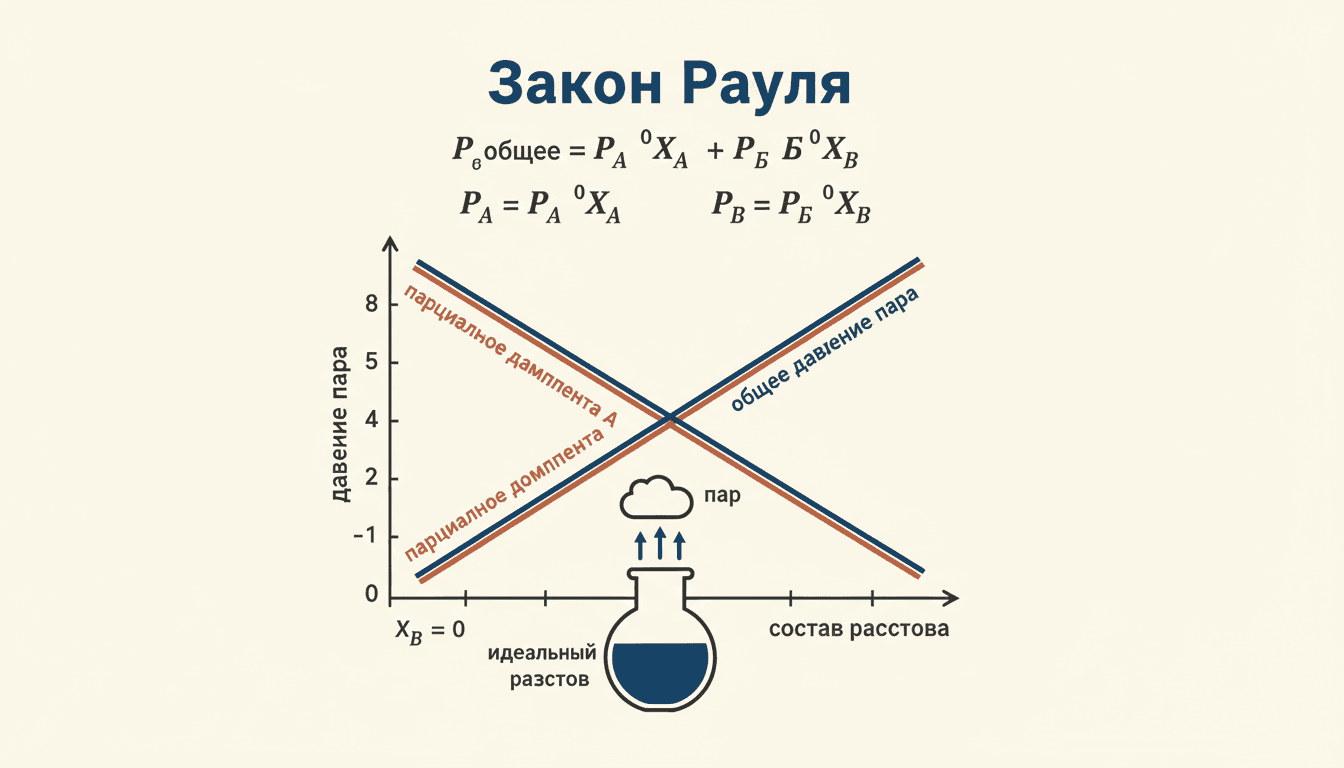Закон Рауля: идеальный раствор и давление пара