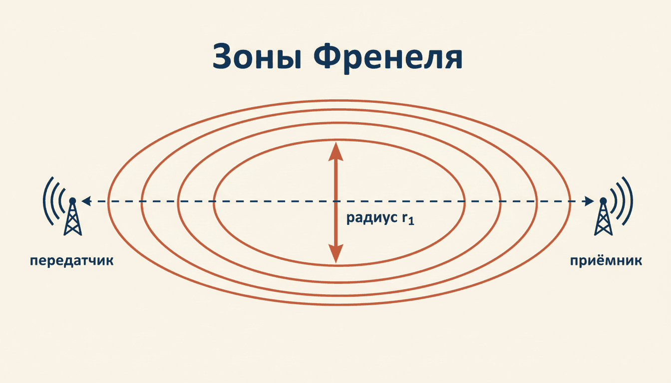 Зоны Френеля: радиус, формула и расчёт для радиолинии