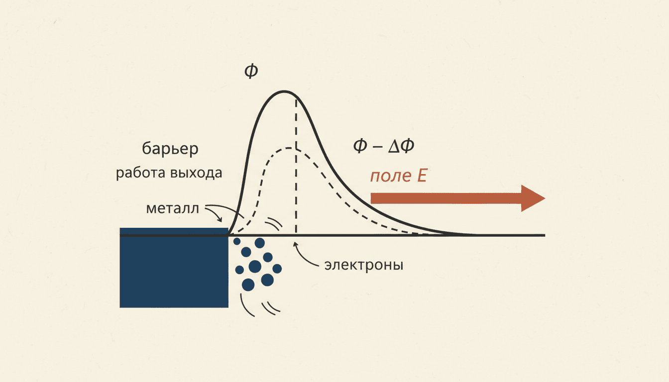 Эффект Шоттки: снижение барьера и ток эмиссии