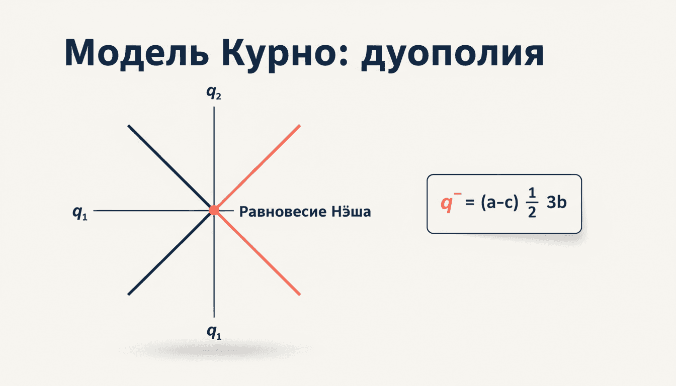 Модель Курно: дуополия, функции реакции и равновесие Нэша