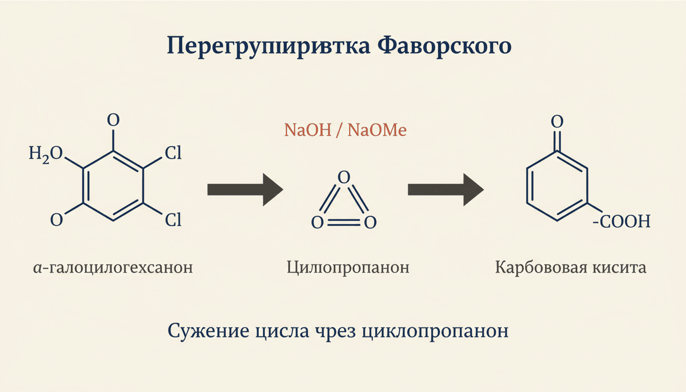 Перегруппировка Фаворского: галогенкетоны в кислоты