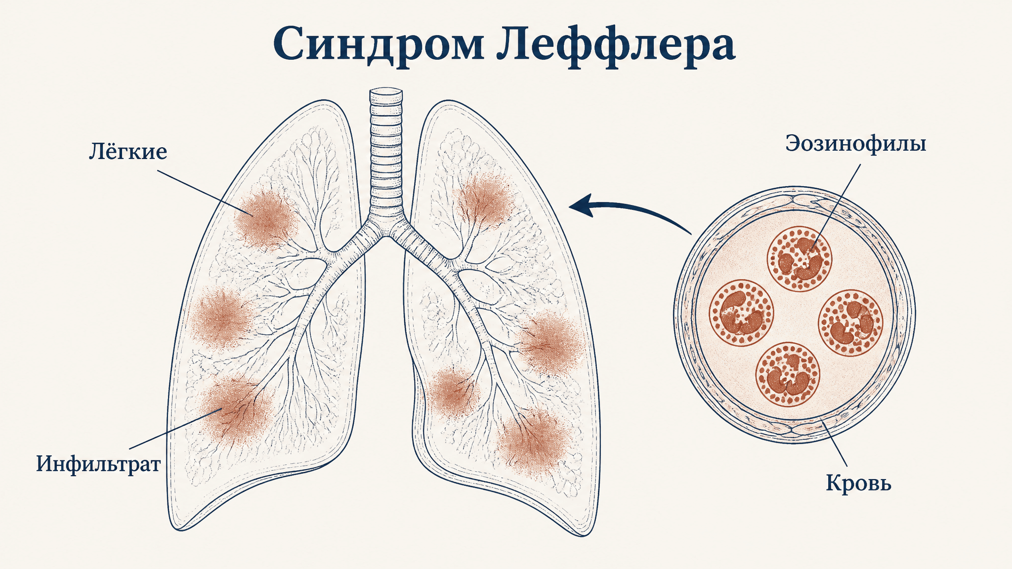 Синдром Леффлера: эозинофилия и летучий инфильтрат