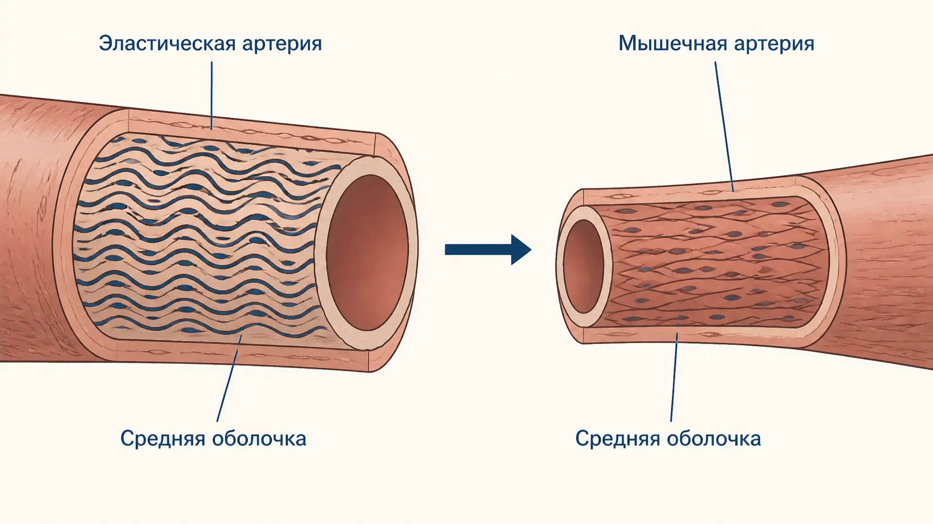 Артерии эластического и мышечного типа