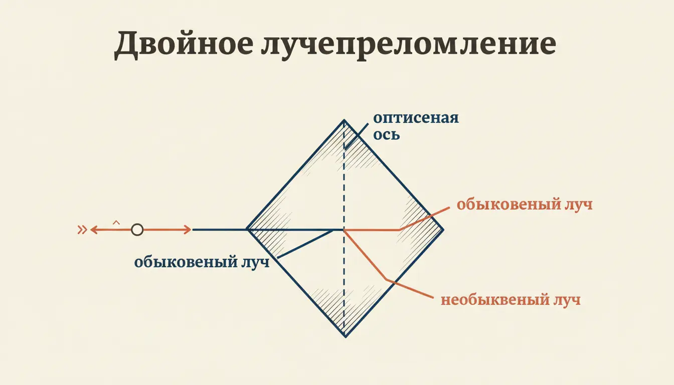 Двойное лучепреломление в кристалле: суть и расчёт