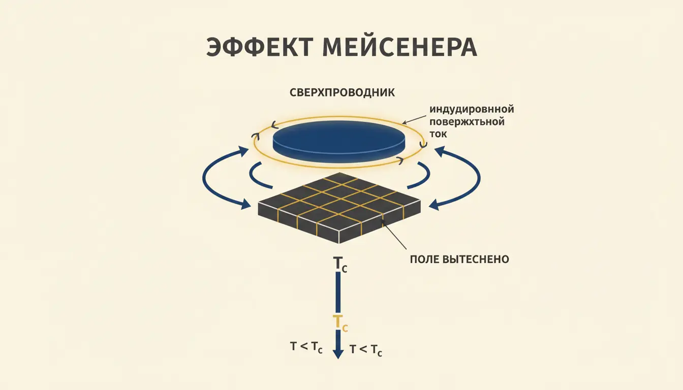 Эффект Мейснера: вытеснение магнитного поля сверхпроводником