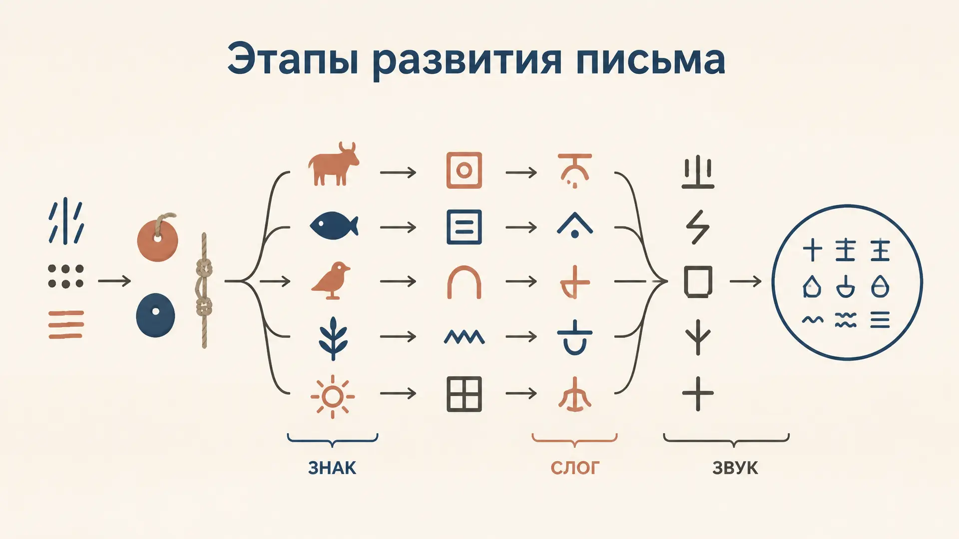 Этапы развития письма: от зарубок к алфавиту