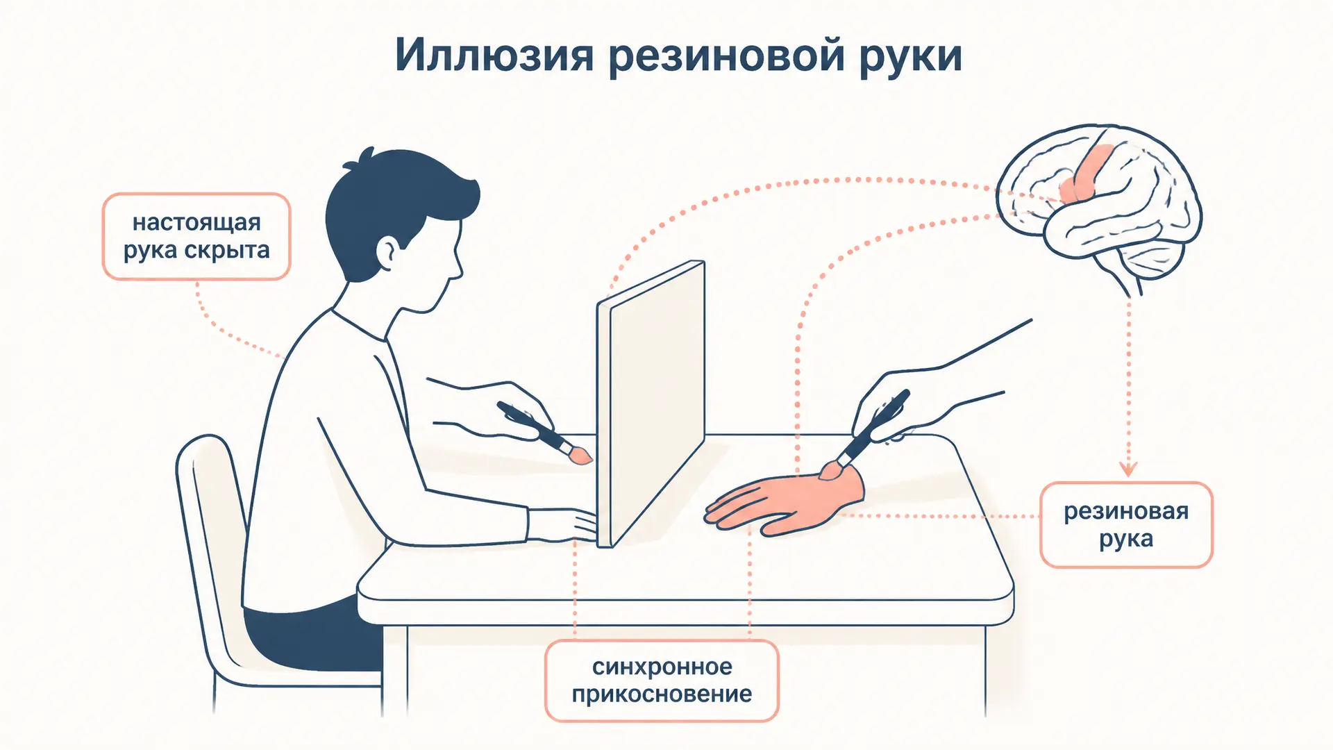 Иллюзия резиновой руки: как мозг присваивает чужую руку