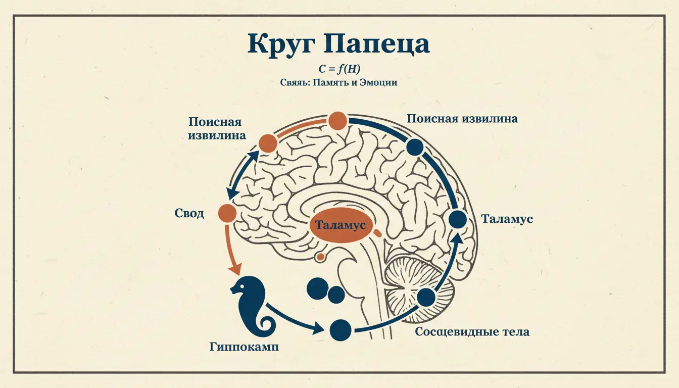 Круг Папеца лимбической системы: схема и звенья