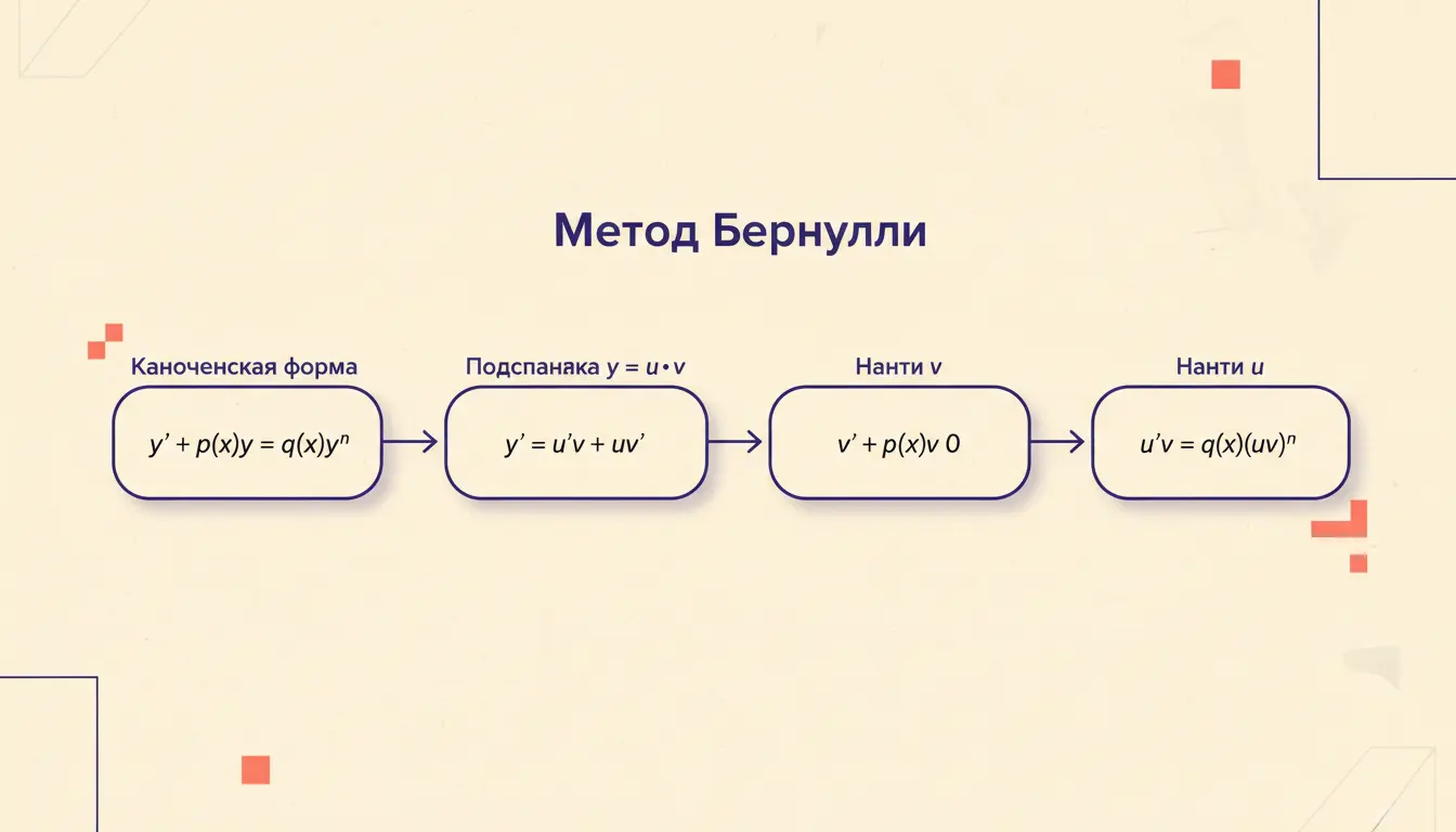 Линейное уравнение методом Бернулли: пошаговый разбор