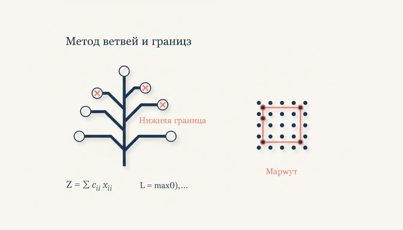 Метод ветвей и границ: задача коммивояжёра по шагам